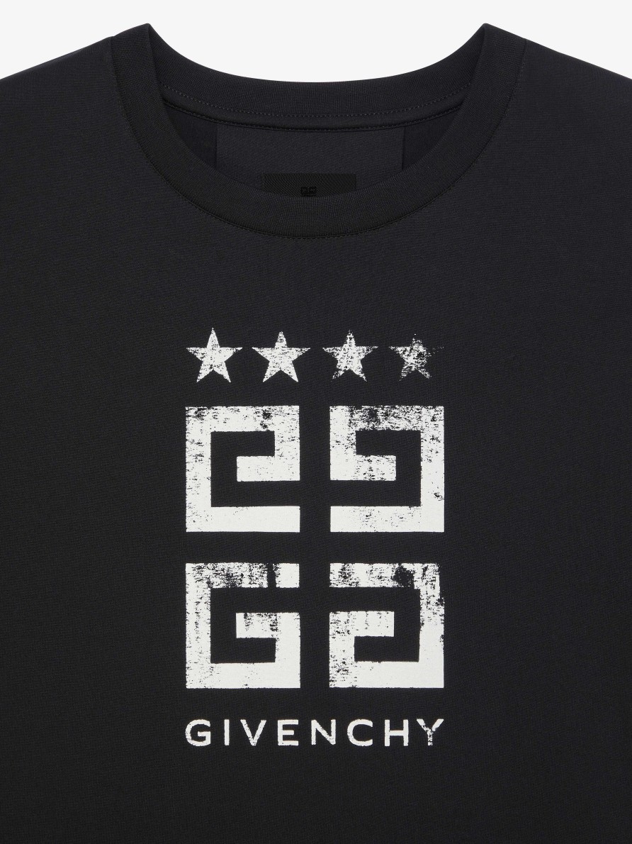 Uomini Givenchy Magliette | T-Shirt Slim Fit 4G Stars In Cotone Nero