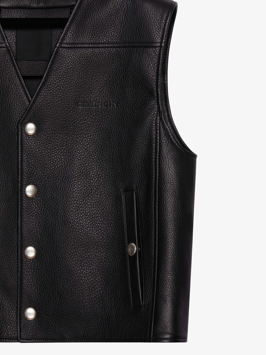 Uomini Givenchy Giacche E Cappotti | Gilet In Pelle Nero