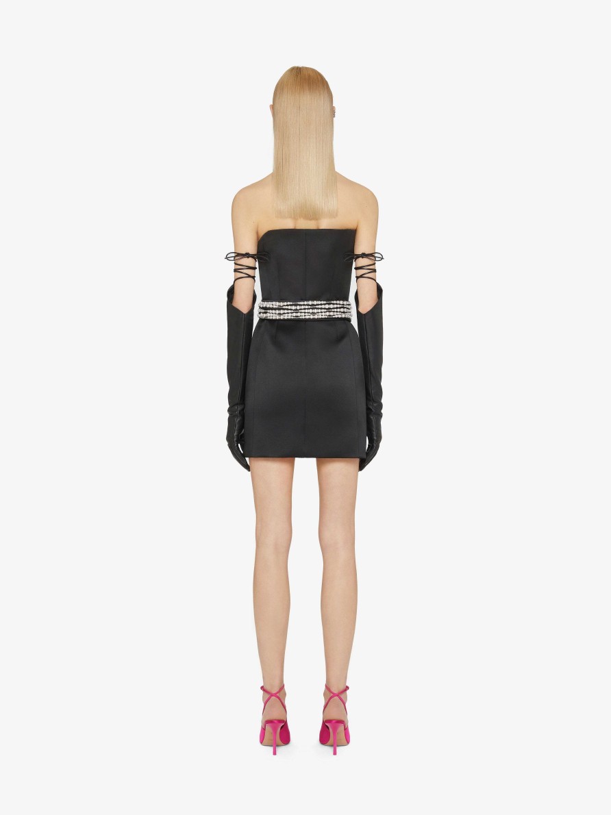 Donne Givenchy Vestiti | Abito Bustier In Raso Con Due Cinture Removibili Nero