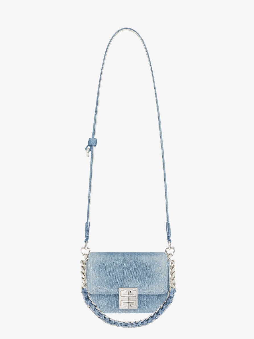 Donne Givenchy 4G | Borsa 4G Piccola In Denim Con Catena Blu Medio