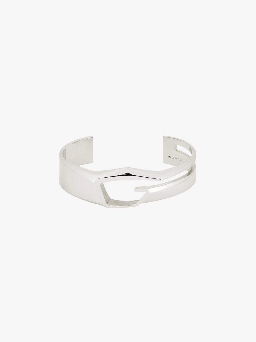 Uomini Givenchy Gioielleria | Bracciale Taglio Giv In Metallo Argenteo