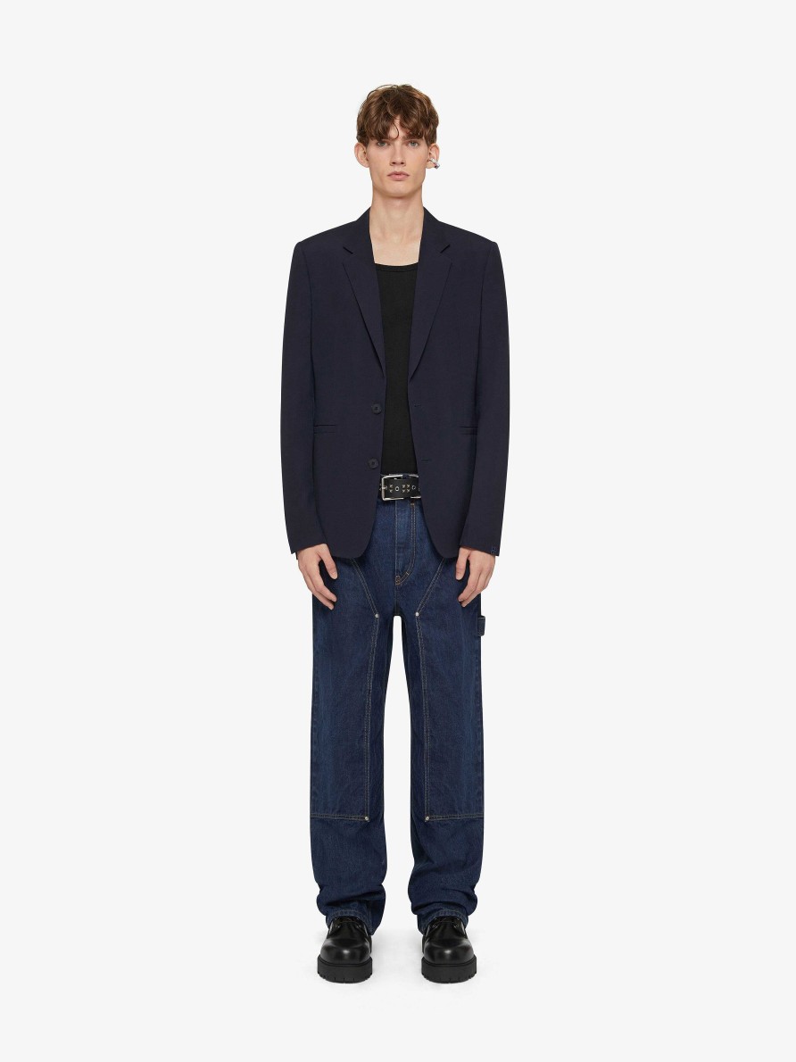 Uomini Givenchy Pantaloni | Pantaloni Da Carpentiere In Denim Blu Indaco