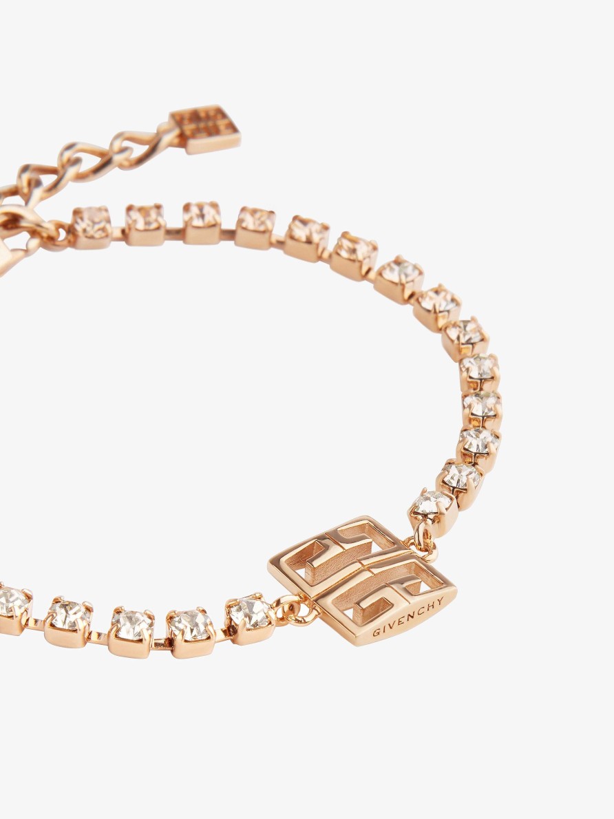 Donne Givenchy Gioielleria | Bracciale 4G In Metallo Con Cristalli Oro Rosa