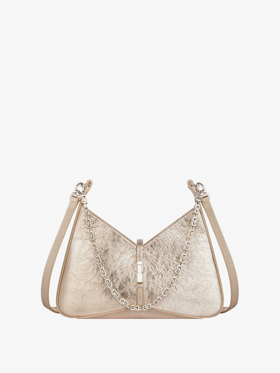 Donne Givenchy Borse A Tracolla | Borsa Cut Out Piccola In Pelle Laminata Con Catena Oro Polveroso