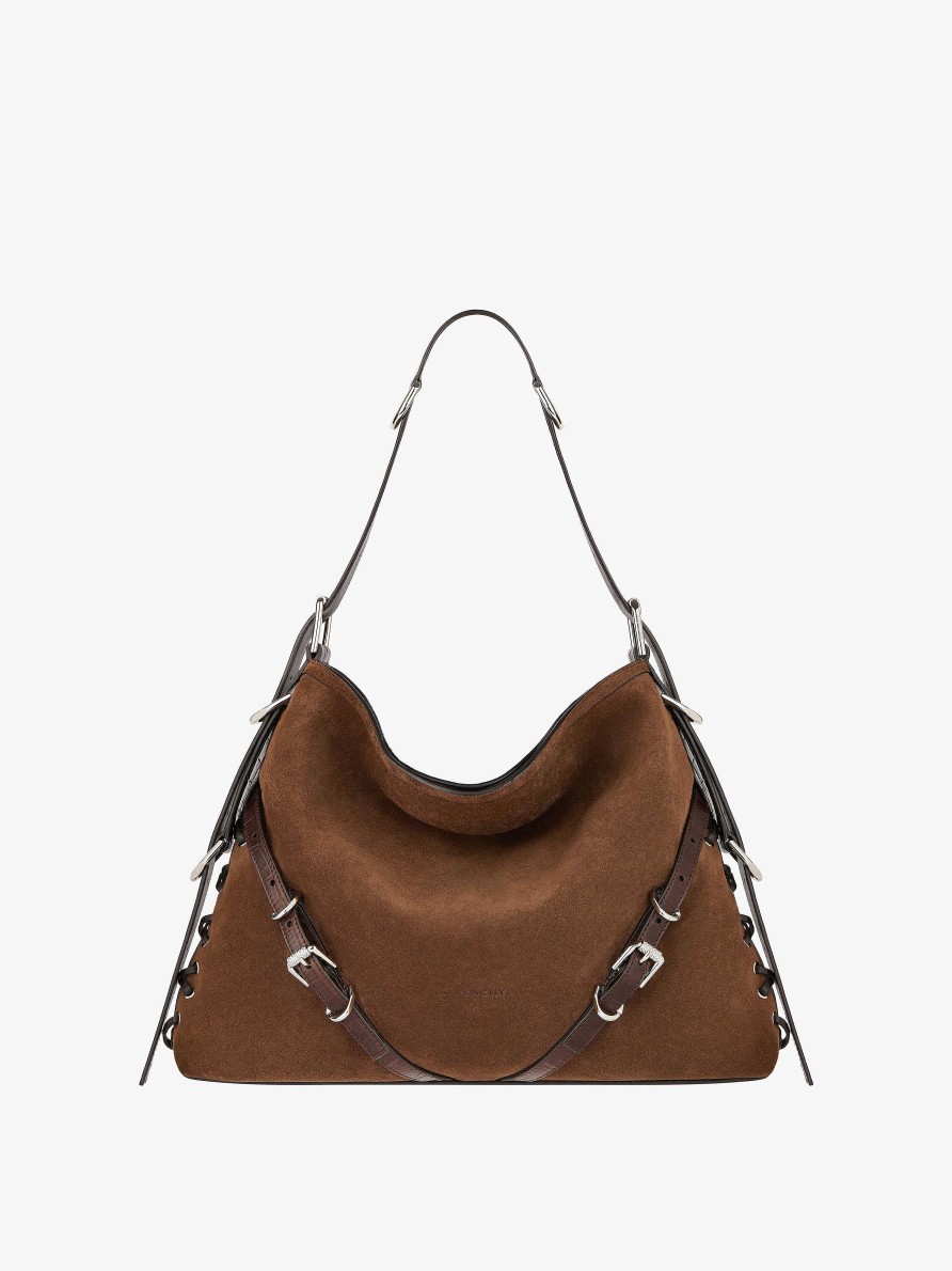 Donne Givenchy Voi | Borsa Boyfriend Voyou Media In Pelle Scamosciata Stile Corsetto Marrone Noce