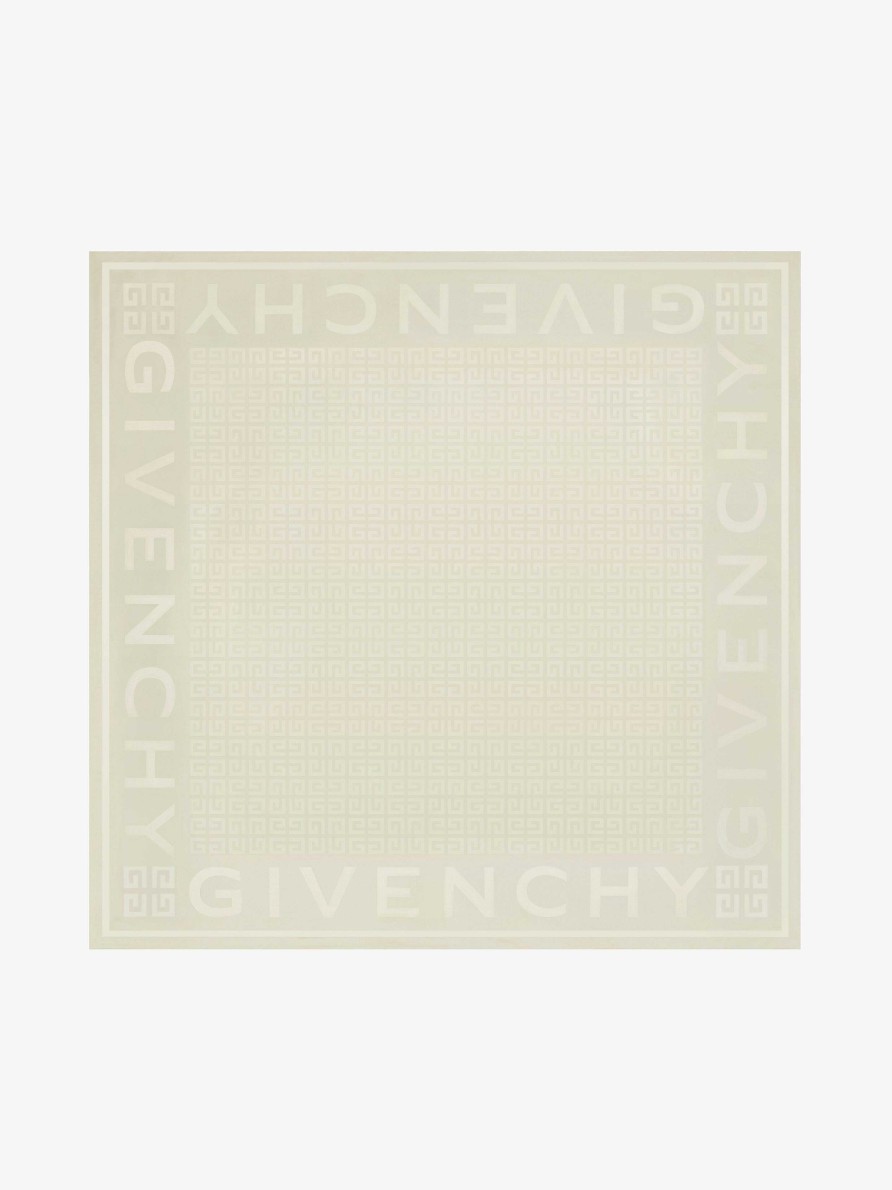 Donne Givenchy Sciarpe | Givenchy 4G Quadrato Grande In Seta Jacquard Avorio