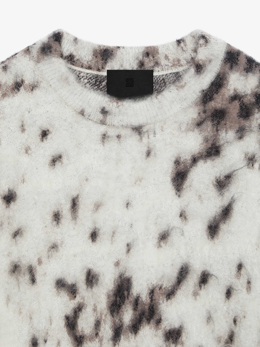 Donne Givenchy Maglieria | Maglione Cropped In Mohair Con Stampa Leopardo Delle Nevi Beige/Nero