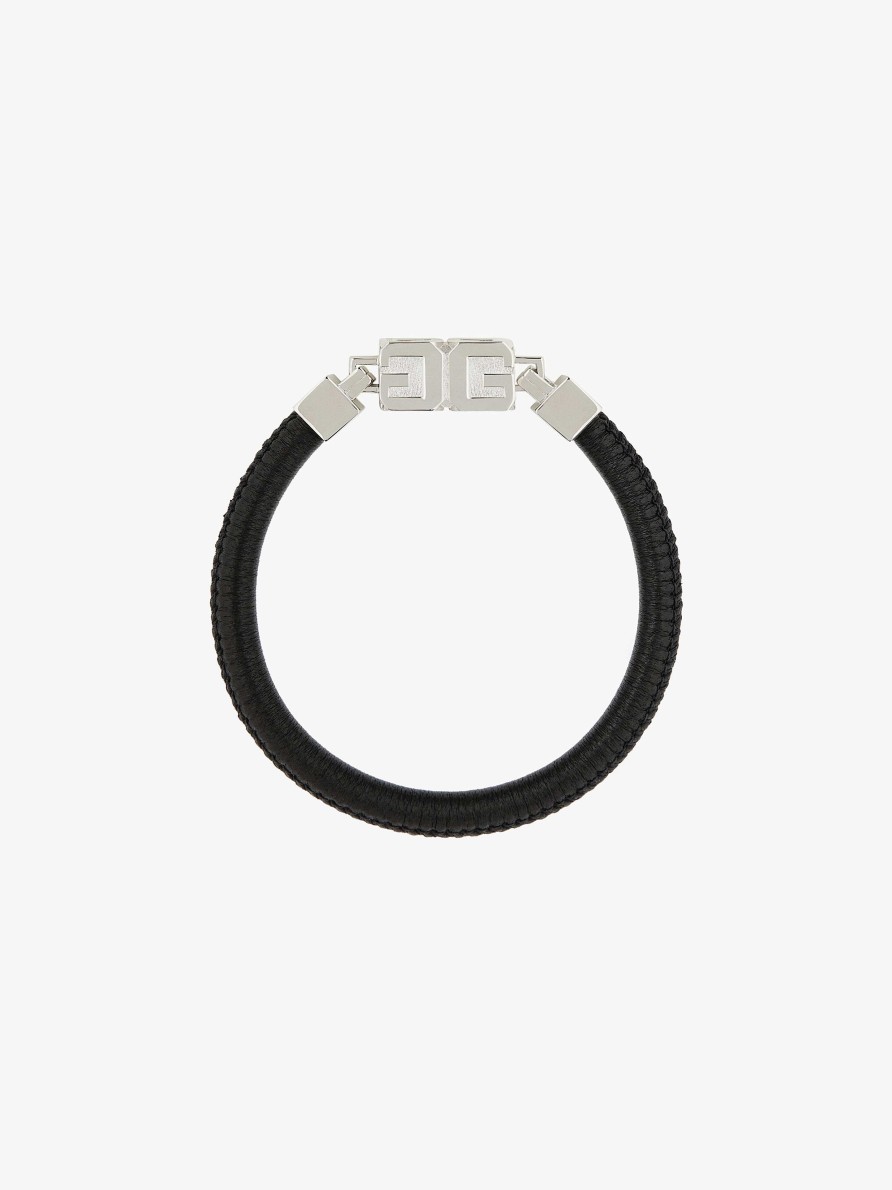 Uomini Givenchy Gioielleria | Bracciale G Cube In Pelle E Metallo Nero/Argento