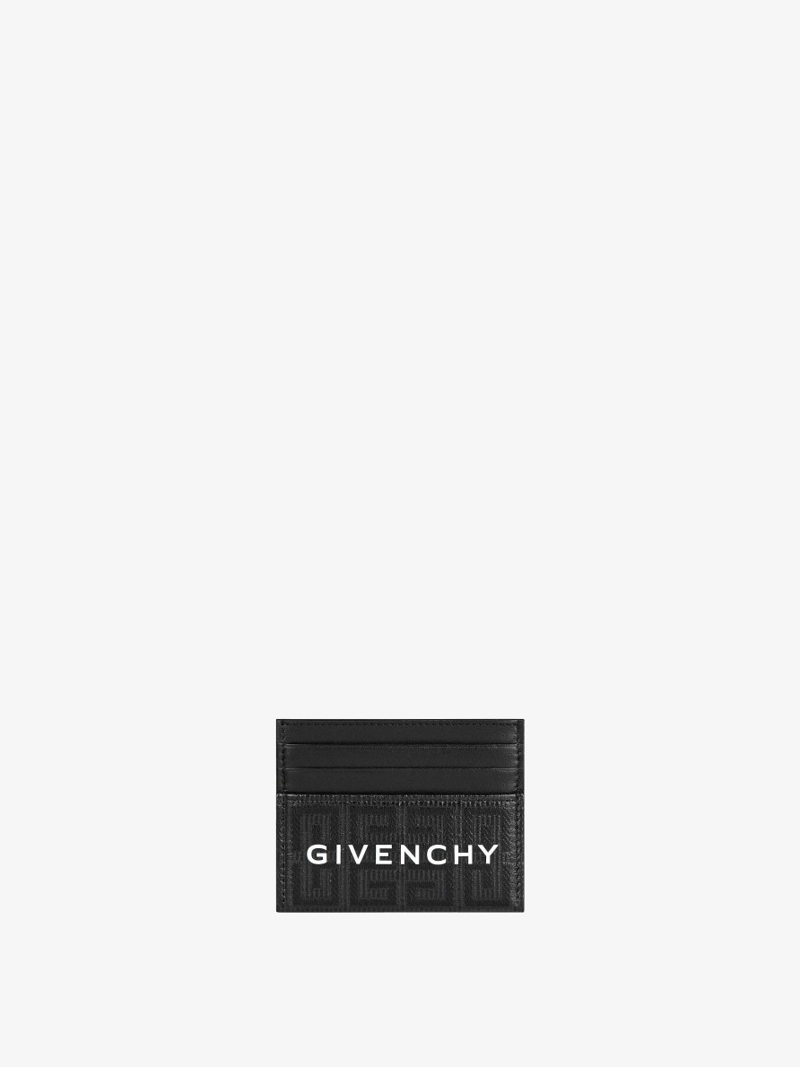 Uomini Givenchy Piccola Pelletteria | Portacarte In Tela Spalmata 4G E Pelle Nero