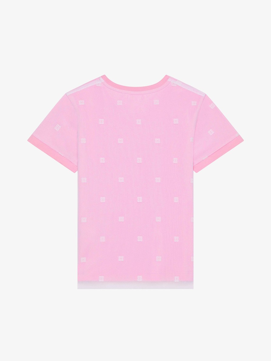 Donne Givenchy Ragazza (Da 4 A 12 Anni) | T-Shirt Givenchy Double Layer In Cotone Con Tulle 4G Rosa