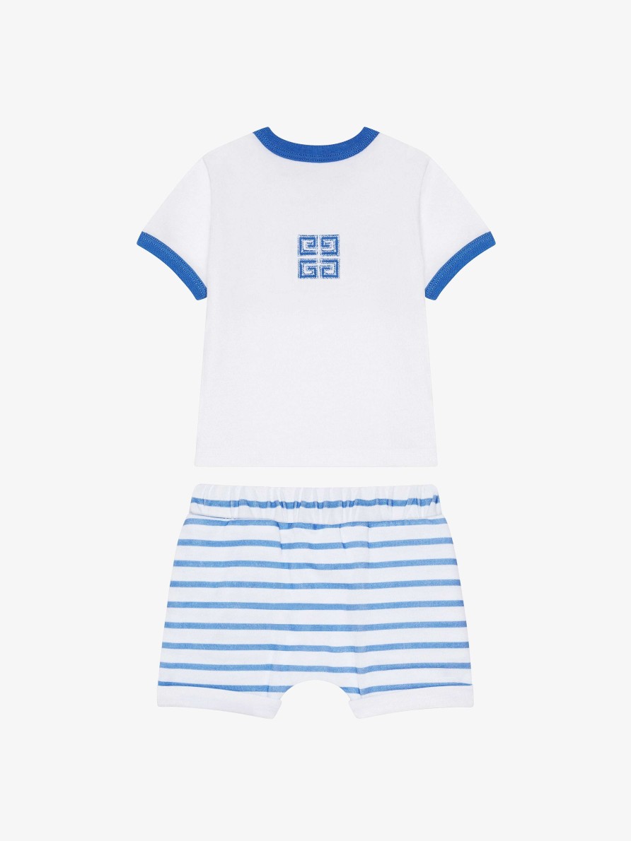 Uomini Givenchy Bambino (Da 1 Mese A 3 Anni) | Set Regalo T-Shirt E Pantaloncini Givenchy 4G In Cotone Blu