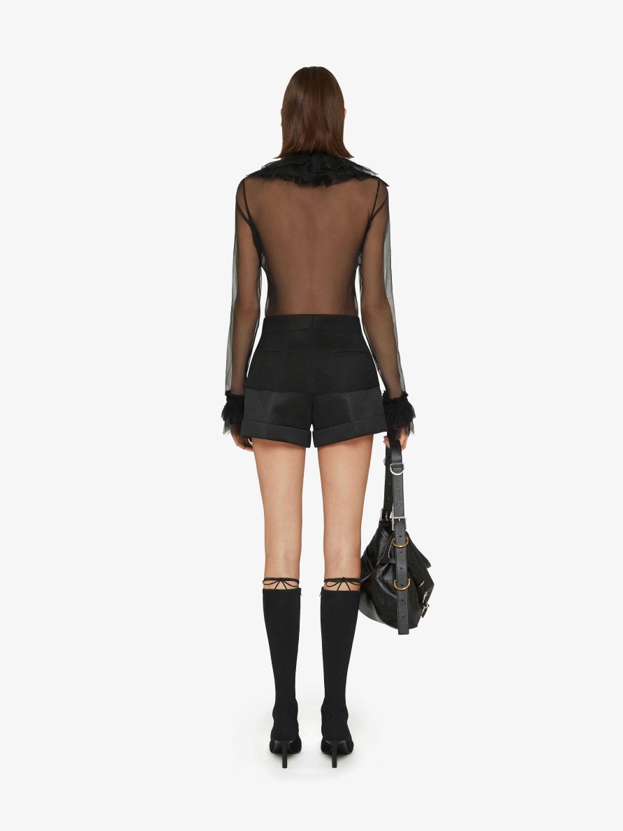 Donne Givenchy Top E Camicie | Blusa In Organza Con Volant Nero