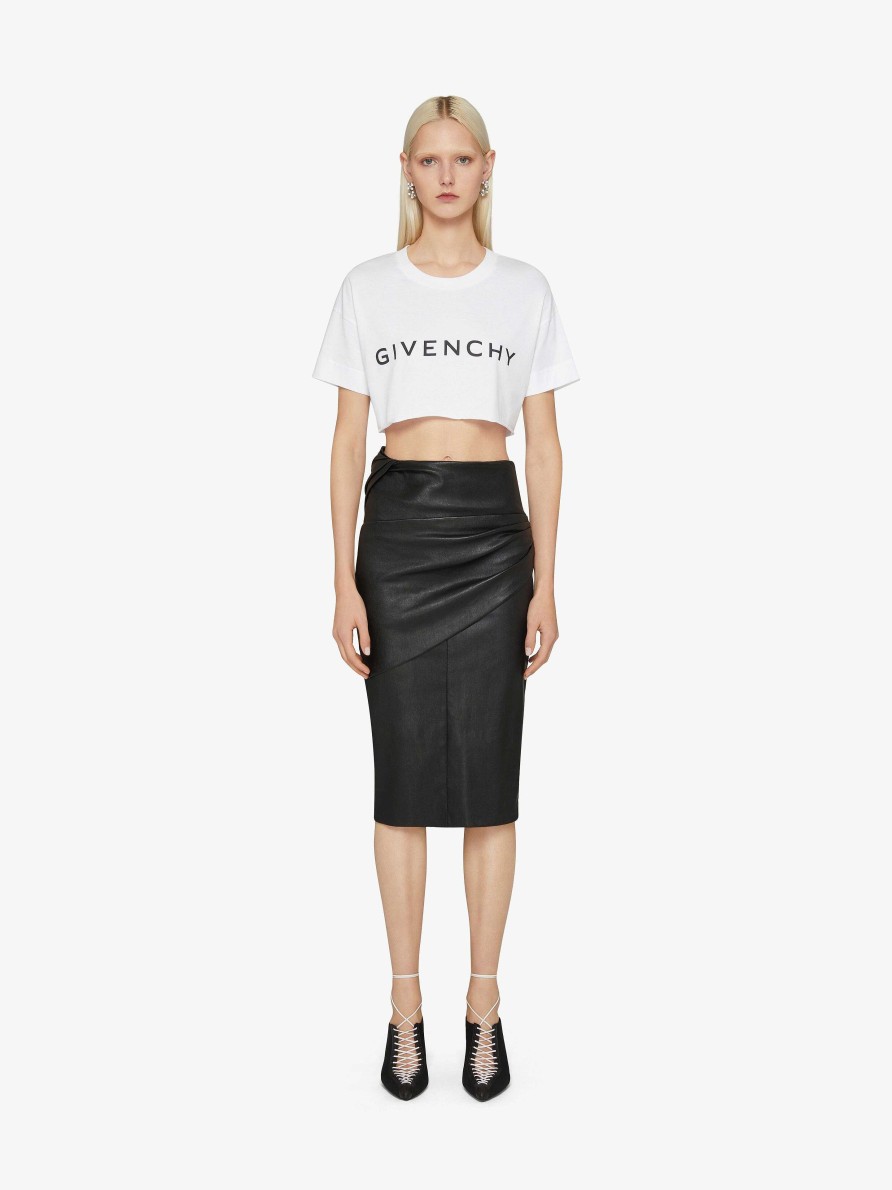 Donne Givenchy Magliette | T-Shirt Cropped Di Givenchy Archetype In Cotone Bianco