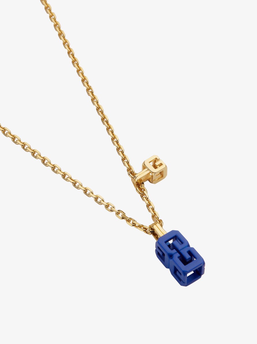 Uomini Givenchy Gioielleria | Collana G Cube In Metallo E Smalto Blu Reale