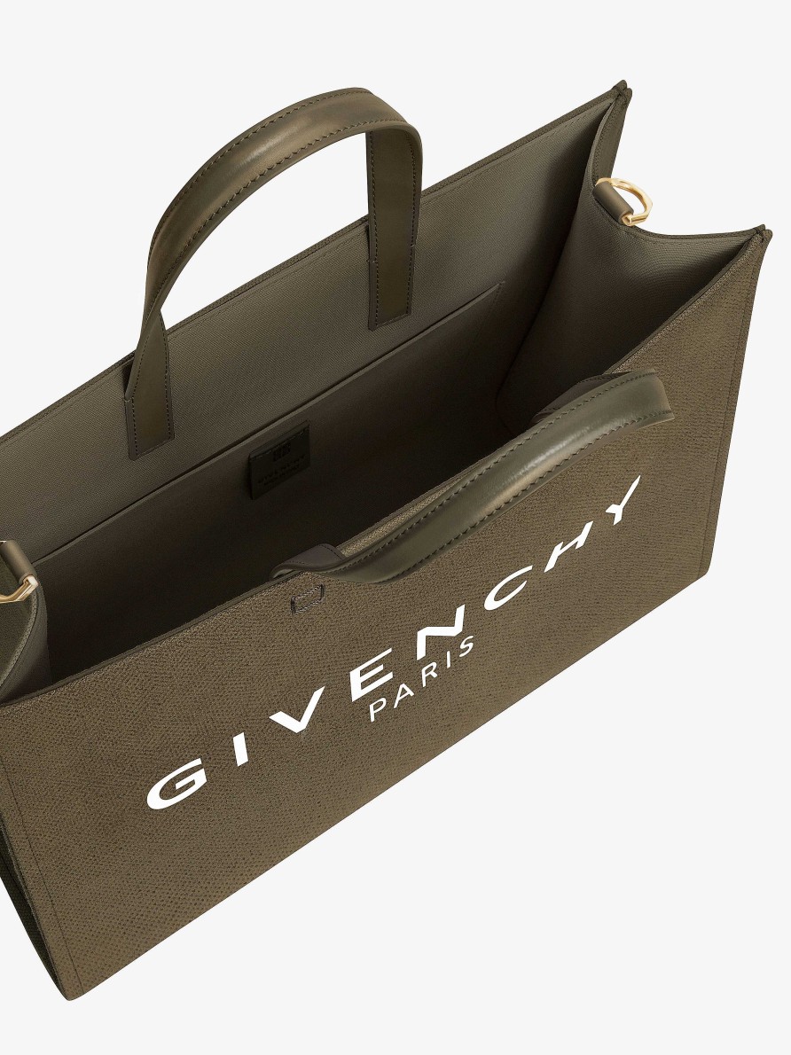 Donne Givenchy Borsa G | Borsa Shopping G-Tote Media In Tela Cachi Scuro