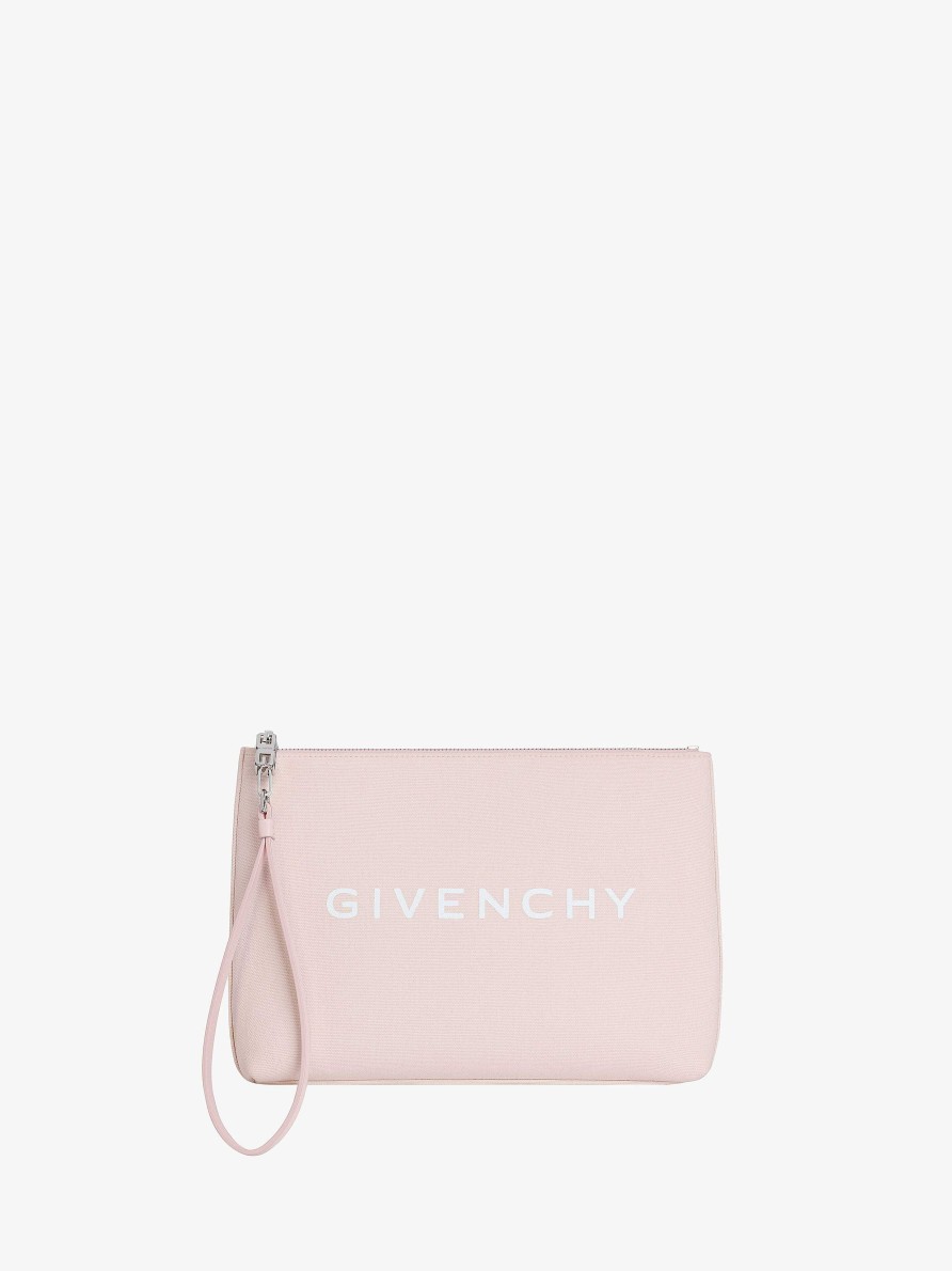 Donne Givenchy Piccola Pelletteria | Pochette Da Viaggio Givenchy In Tela Rosa Chiaro