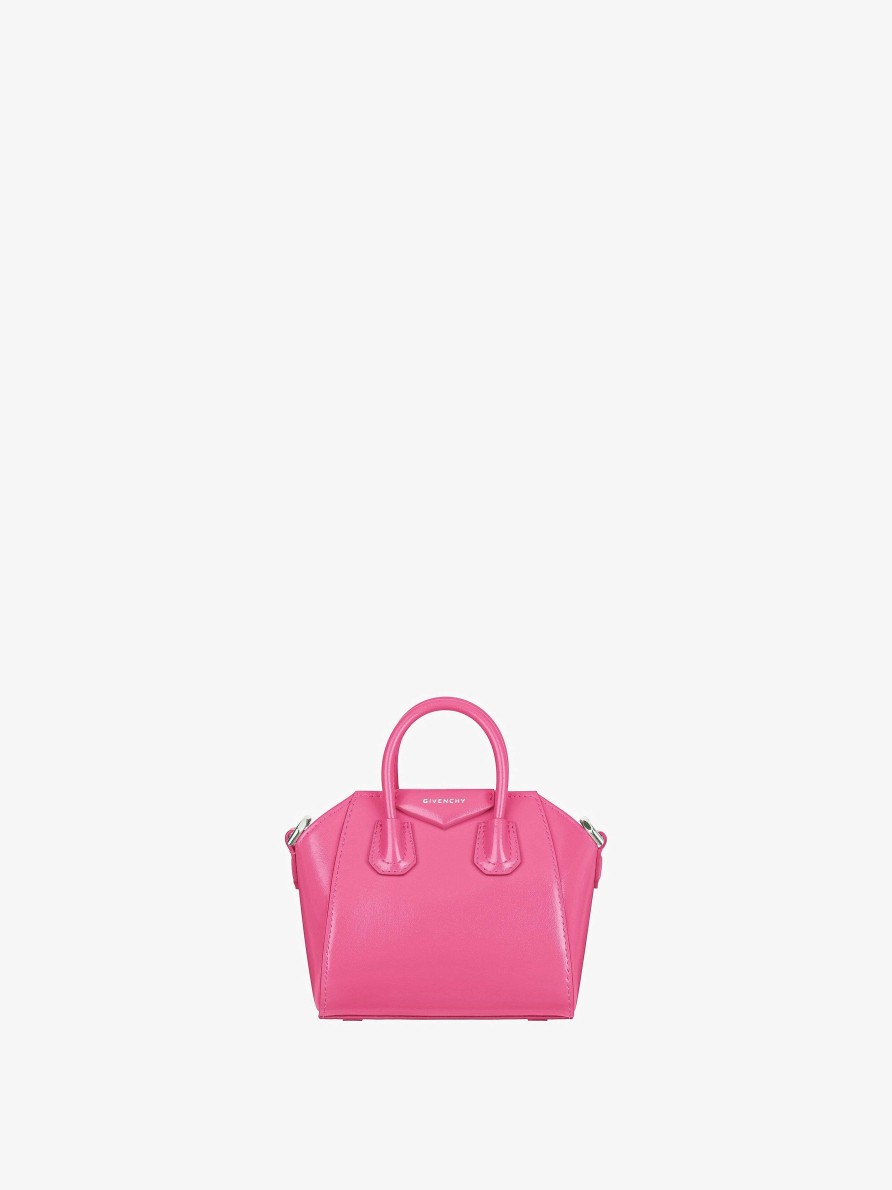 Donne Givenchy Antigona | Borsa Micro Antigona In Pelle Box Rosa Fluo