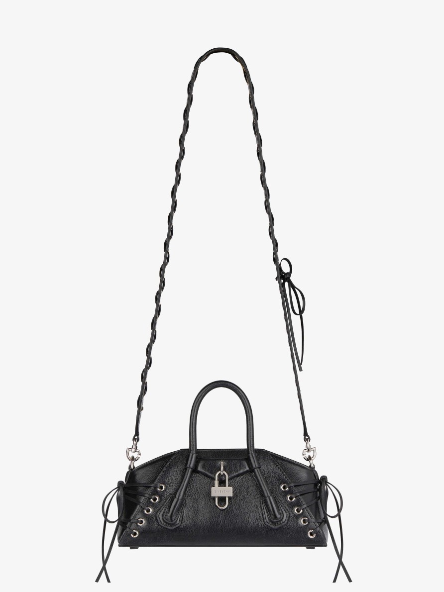 Donne Givenchy Antigona | Borsa Mini Antigona Stretch In Pelle Stile Corsetto Nero