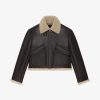 Uomini Givenchy Capispalla E Giubbotti | Giubbotto Aviatore In Pelle E Shearling Marrone Scuro