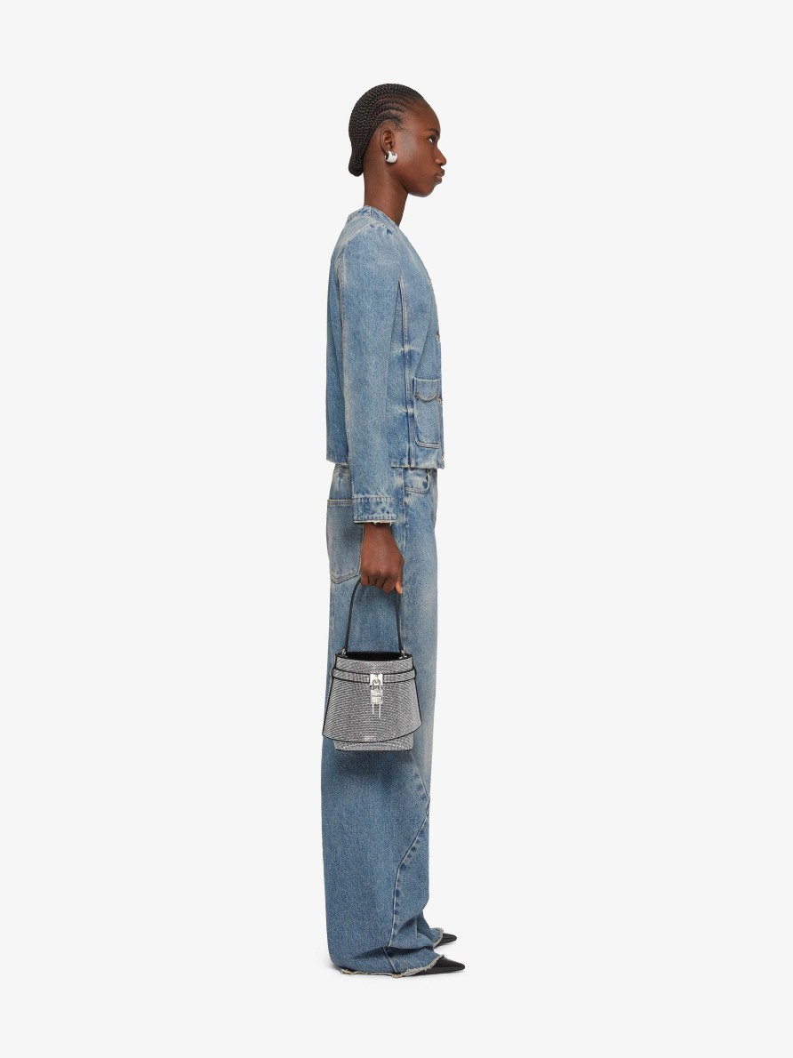 Donne Givenchy Capispalla E Giubbotti | Giacca In Denim Con Dettagli Catena Blu Medio