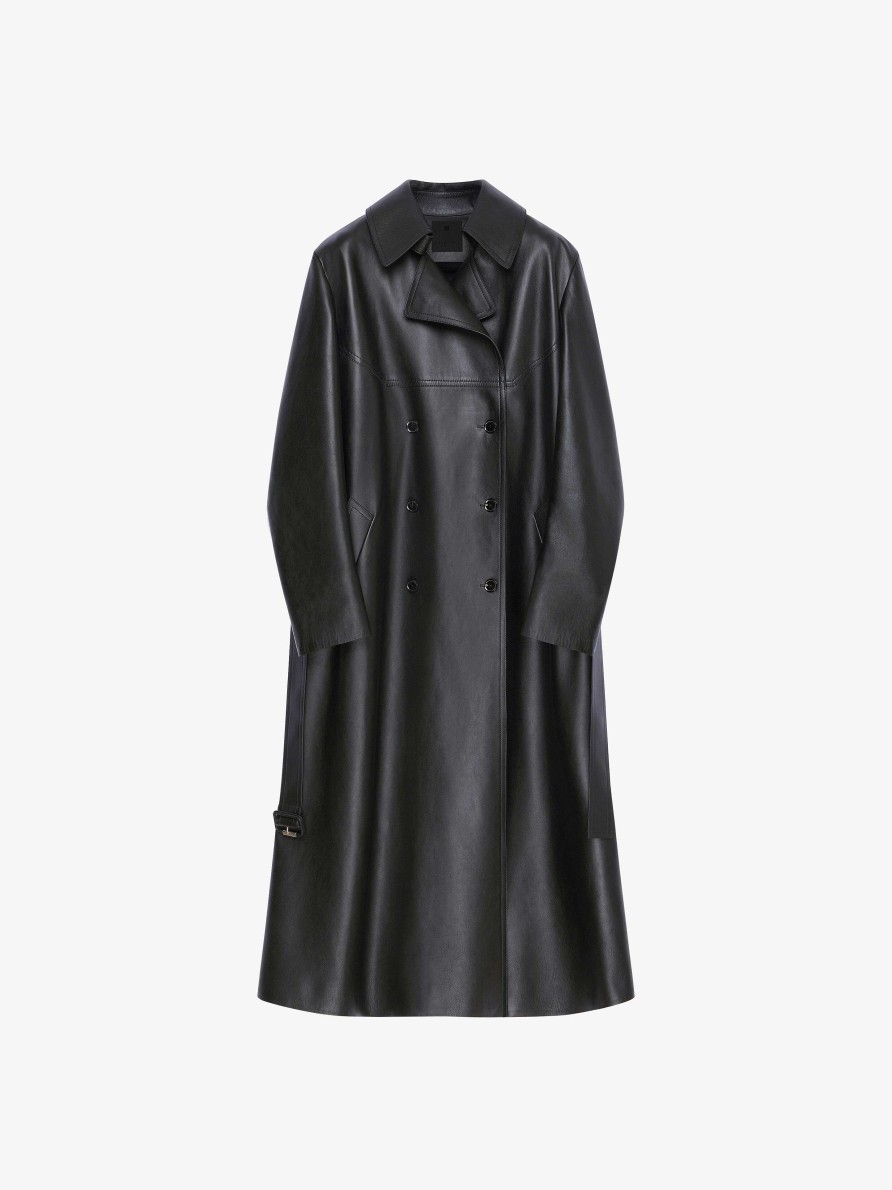 Donne Givenchy Giacche E Cappotti | Trench In Pelle Nero