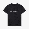 Uomini Givenchy Magliette | T-Shirt Oversize Di Givenchy In Cotone Con Effetto Distrutto Nero Sbiadito