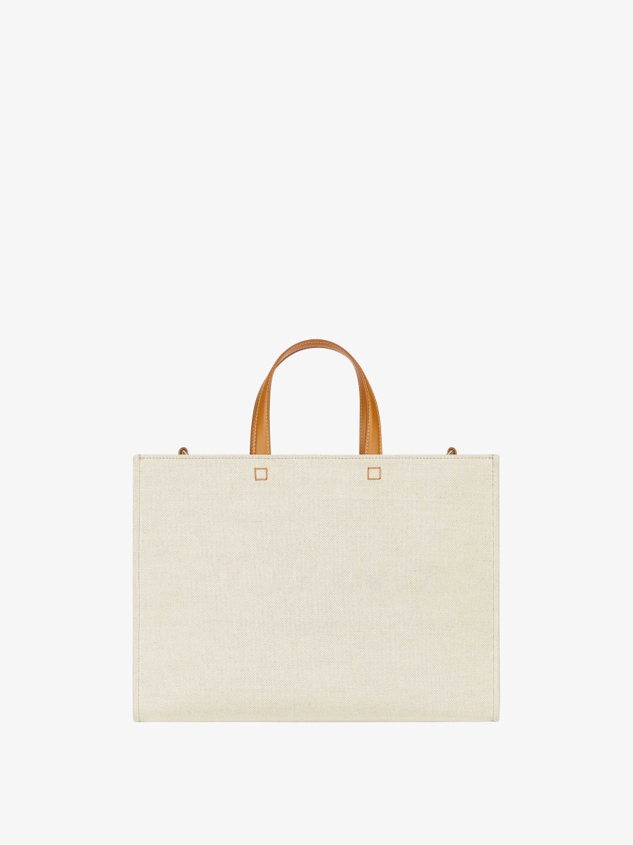 Donne Givenchy Borsa G | Borsa Shopping G-Tote Media In Tela Beige Naturale