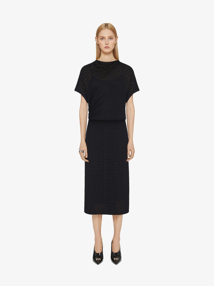 Donne Givenchy Vestiti | Abito Drappeggiato In Jacquard 4G Nero