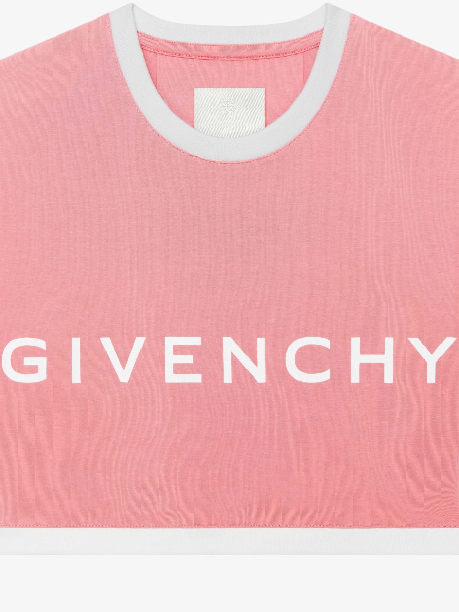 Donne Givenchy Magliette | T-Shirt Cropped Di Givenchy In Cotone Fenicottero