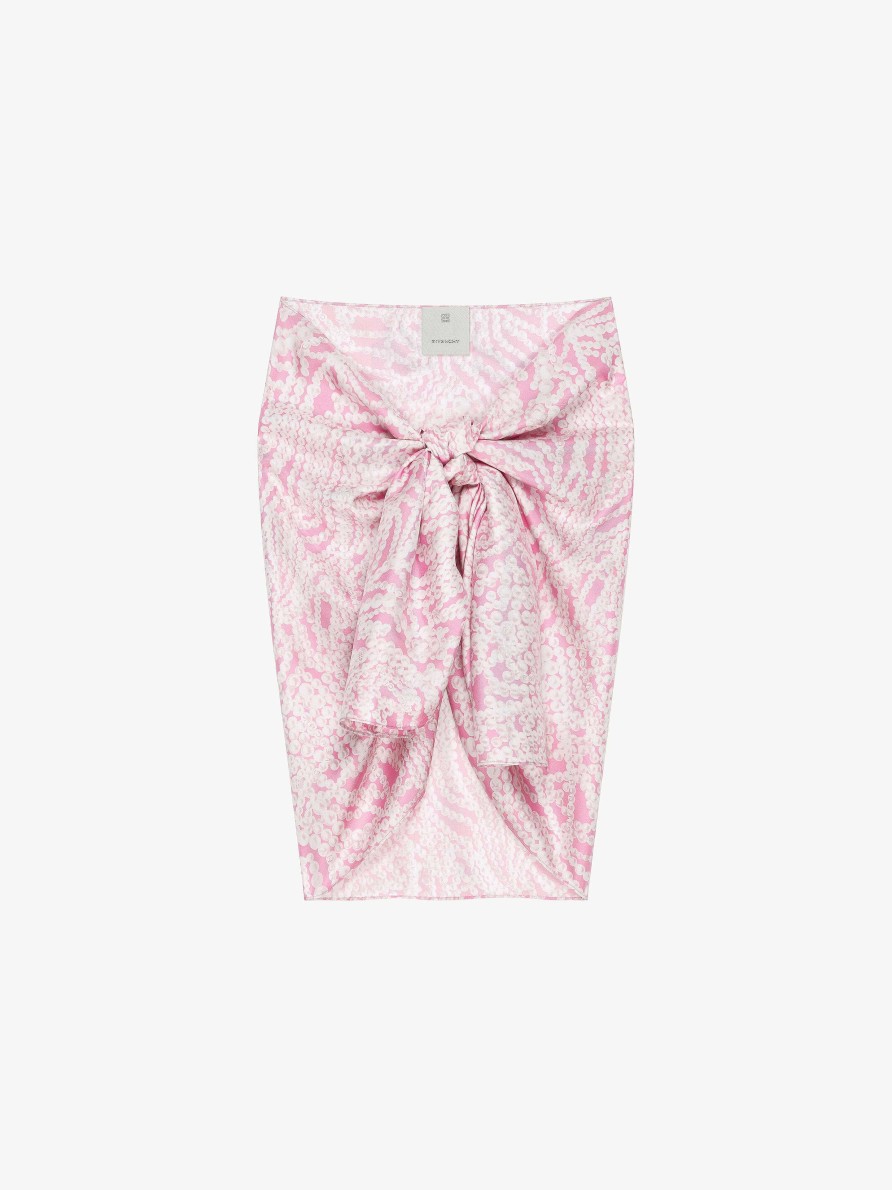 Donne Givenchy Gonne | Pareo In Seta Stampata Rosa/Bianco