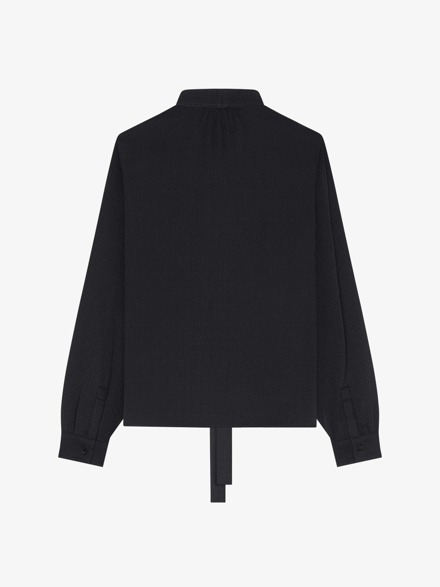 Donne Givenchy Top E Camicie | Blusa In Seta 4G Con Lavalliere Nero