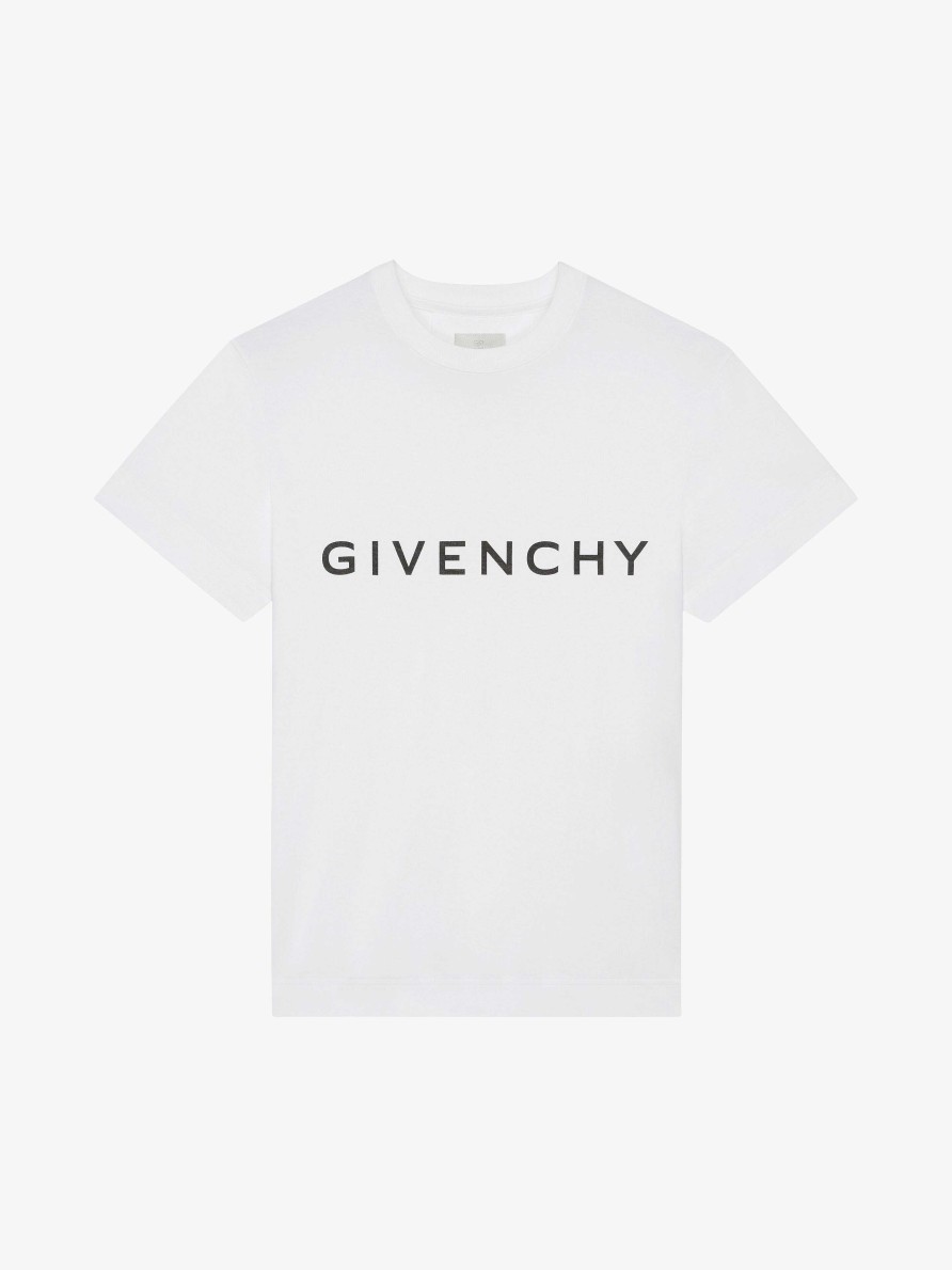 Uomini Givenchy Magliette | T-Shirt Givenchy Archetype Slim Fit In Cotone Bianco