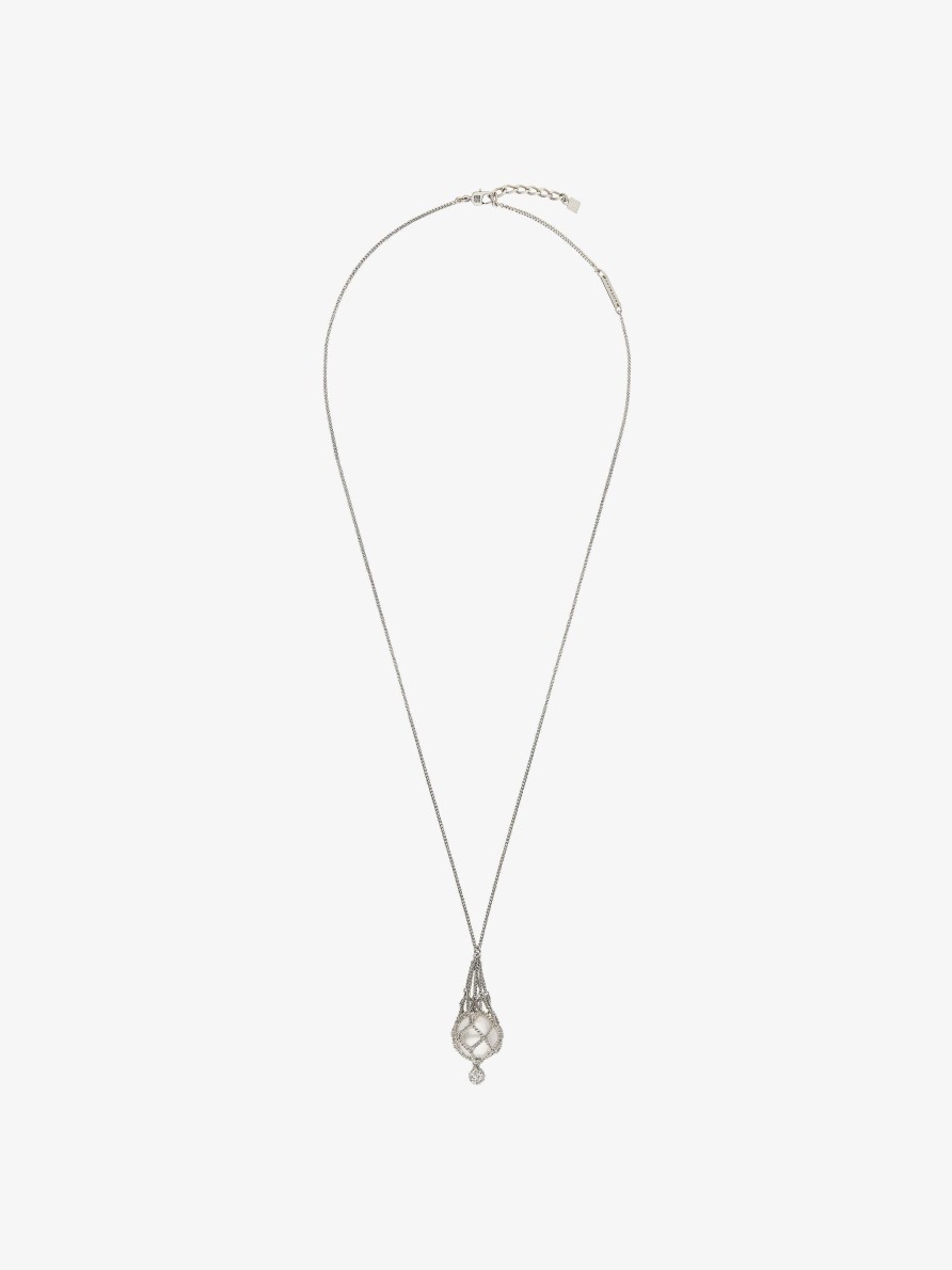 Donne Givenchy Gioielleria | Collana Di Perle In Metallo Con Perle E Cristalli Bianco/Argento