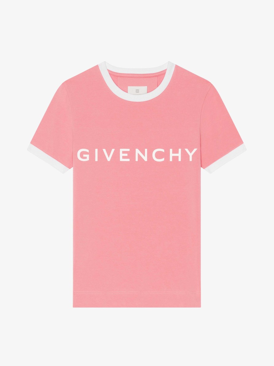 Donne Givenchy Magliette | T-Shirt Givenchy Archetype Slim Fit In Cotone Fenicottero