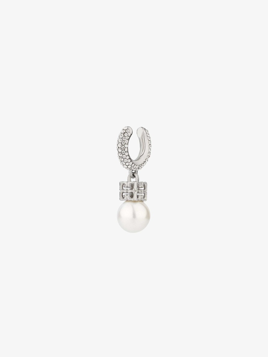 Donne Givenchy Gioielleria | Earcuff Di Perle In Metallo Con Cristalli Bianco/Argento