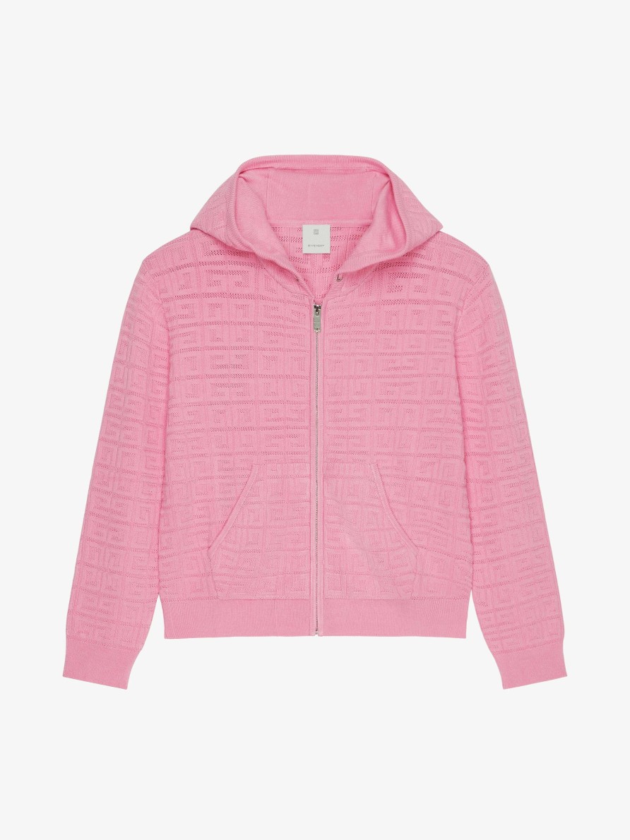 Donne Givenchy Ragazza (Da 4 A 12 Anni) | Cardigan Con Cappuccio In Jacquard 4G Rosa Confetto