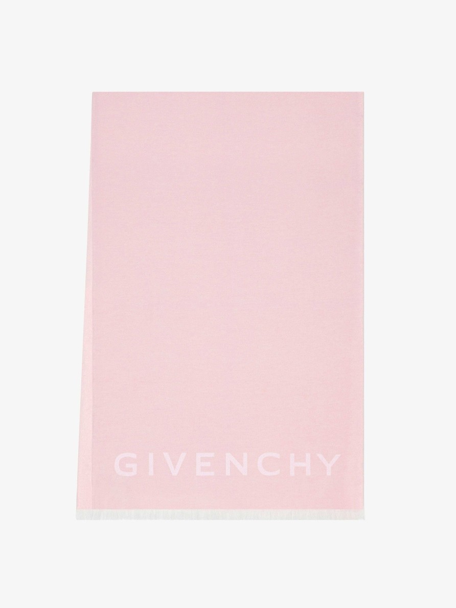 Donne Givenchy Sciarpe | Sciarpa Givenchy 4G In Lana E Cashmere Rosa Cipria