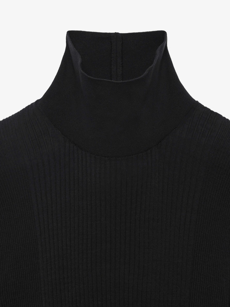 Uomini Givenchy Maglieria | Maglia A Collo Lupetto In Maglia Tubolare Nero