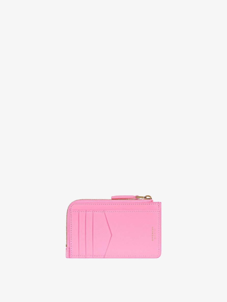 Donne Givenchy Piccola Pelletteria | Portacarte G-Cut In Tela Spalmata 4G E Pelle Rosa Brillante