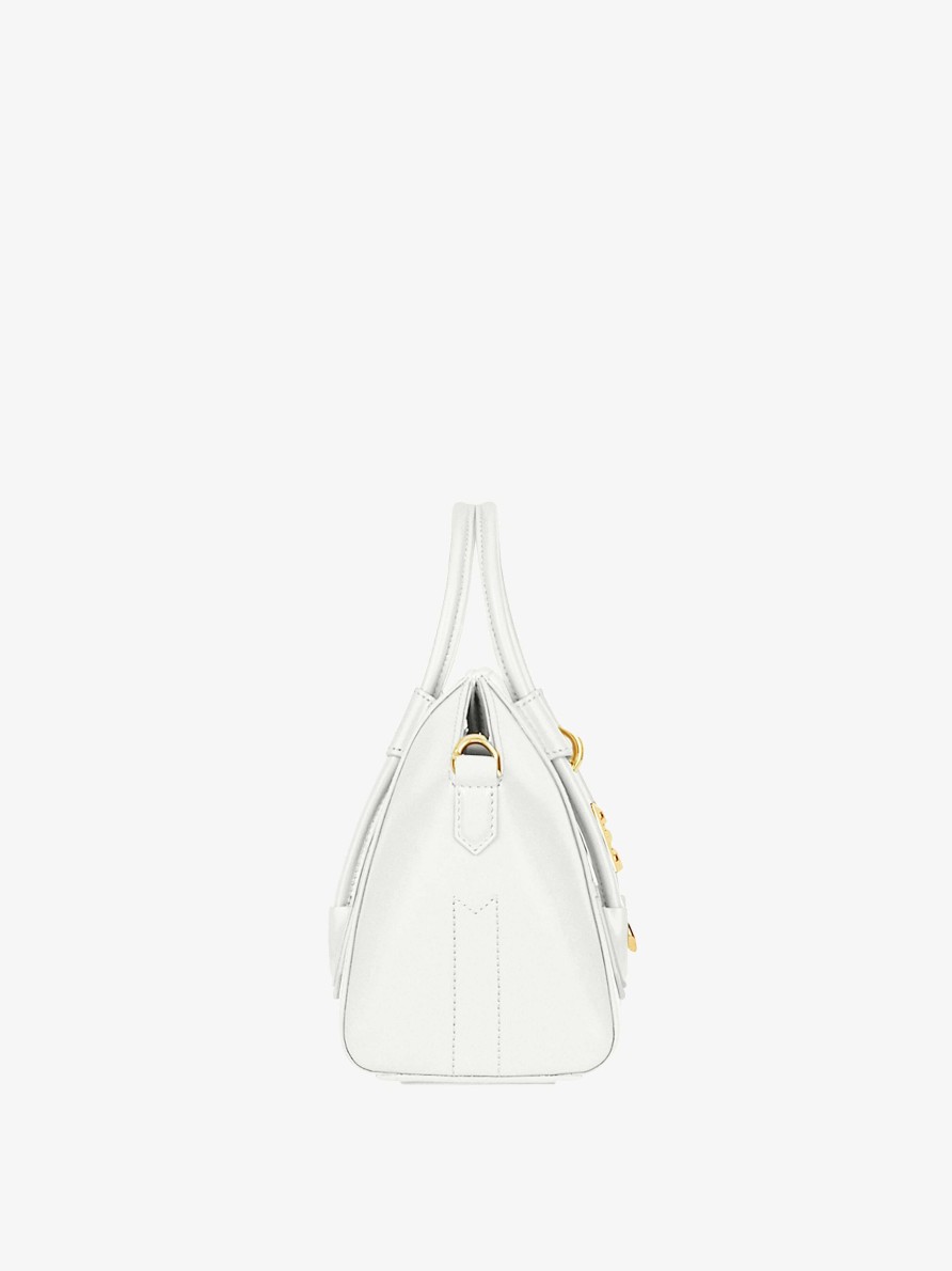 Donne Givenchy Antigona | Mini Borsa Con Chiusura Antigona In Pelle Box Avorio