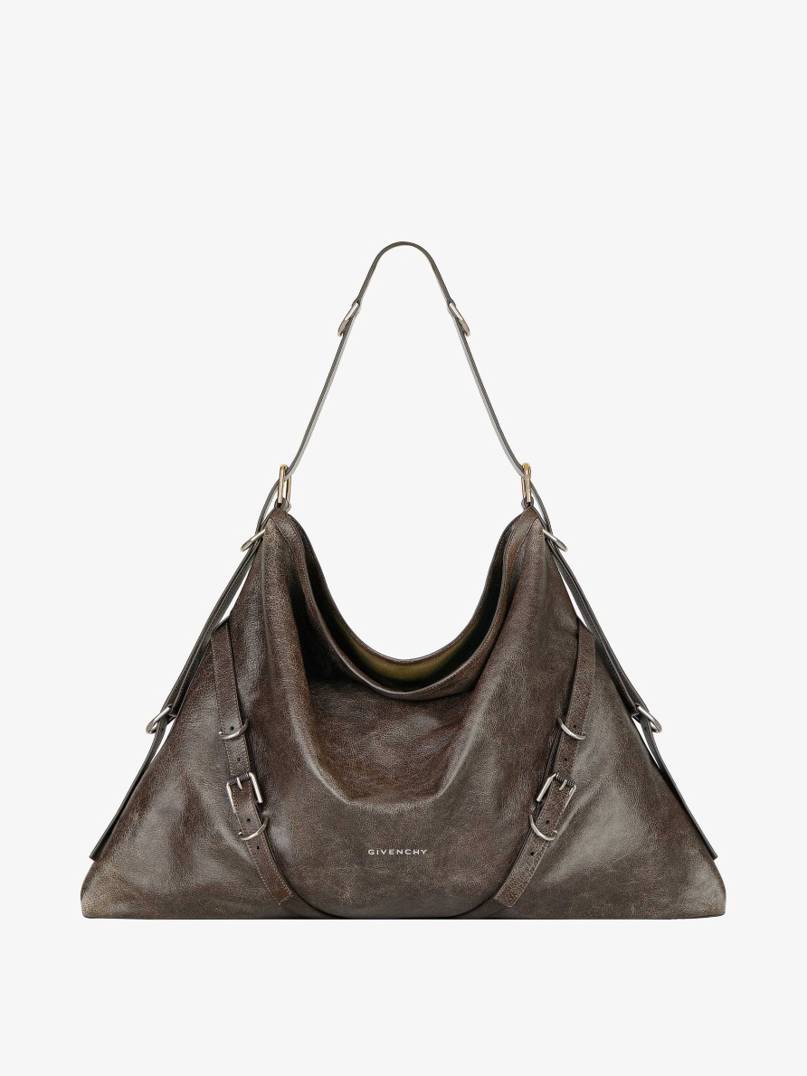 Donne Givenchy Voi | Borsa Voyou Grande In Pelle Invecchiata Marrone Noce