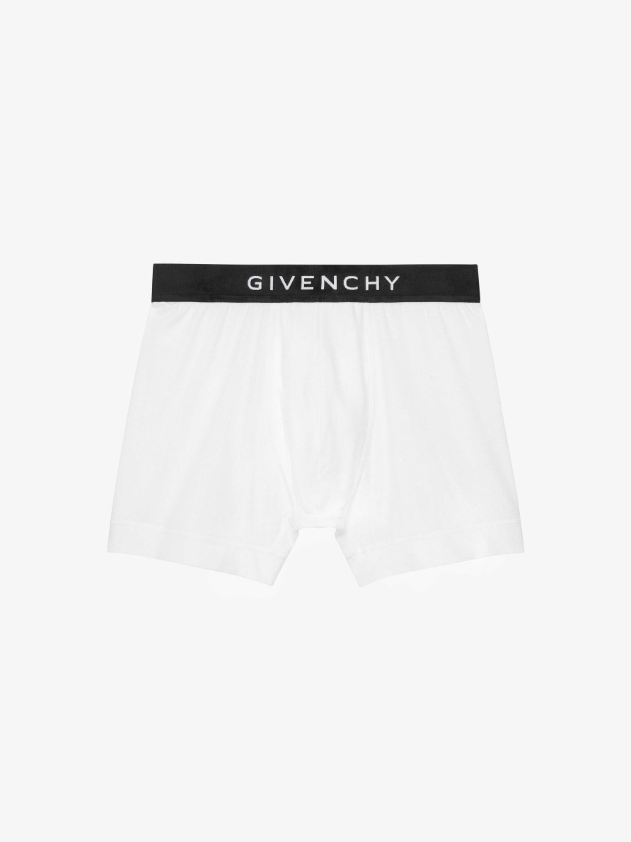 Uomini Givenchy Biancheria Intima | Boxer Givenchy 4G In Maglia Bianco