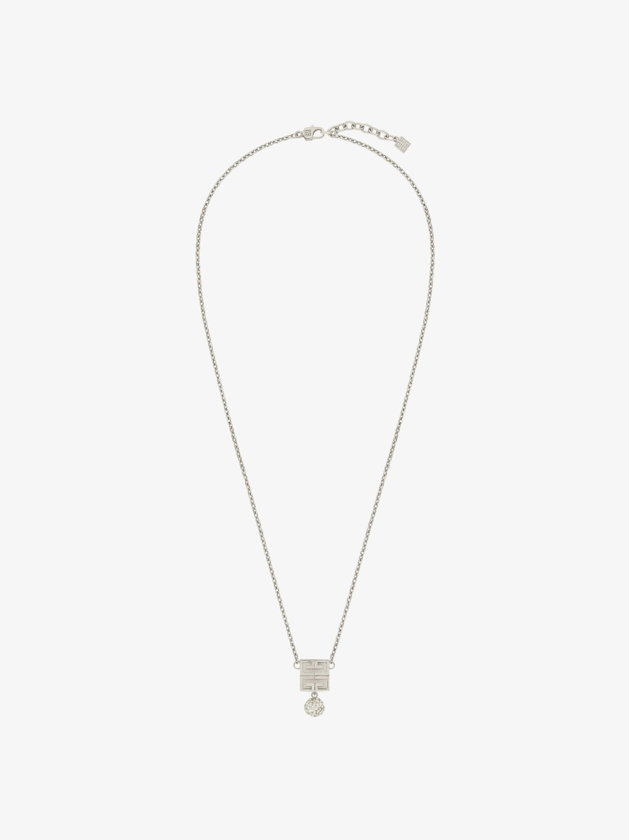 Donne Givenchy Gioielleria | Collana 4G In Metallo Con Cristalli Argenteo