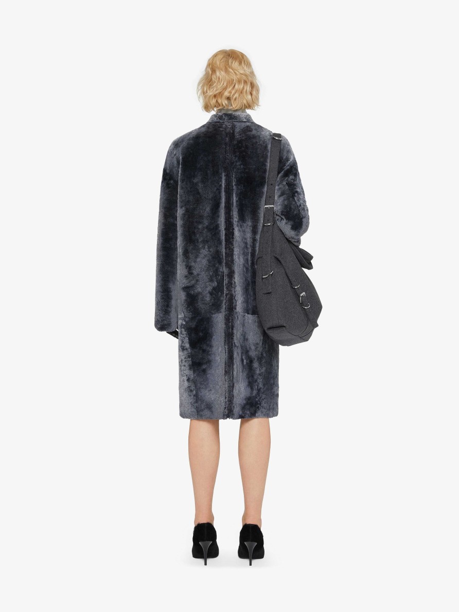 Donne Givenchy Giacche E Cappotti | Cappotto In Shearling Grigio