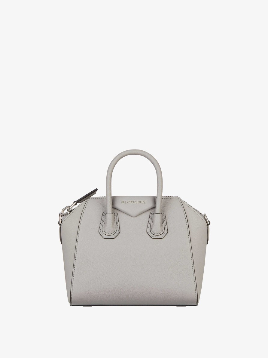 Donne Givenchy Antigona | Borsa Mini Antigona In Pelle Granata Grigio Perla