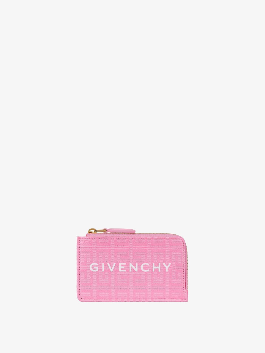 Donne Givenchy Piccola Pelletteria | Portacarte G-Cut In Tela Spalmata 4G E Pelle Rosa Brillante