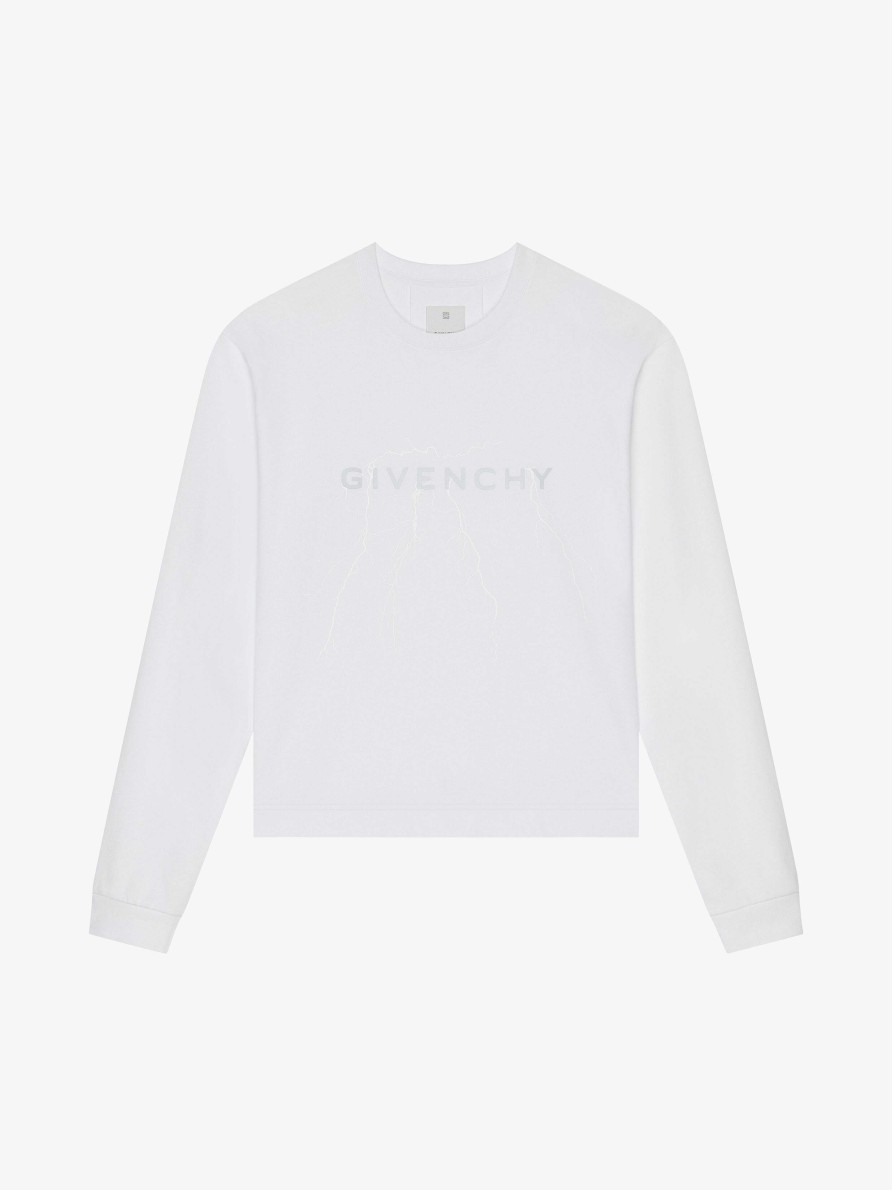 Uomini Givenchy Magliette | T-Shirt Boxy Fit In Cotone Con Grafica Riflettente Bianco