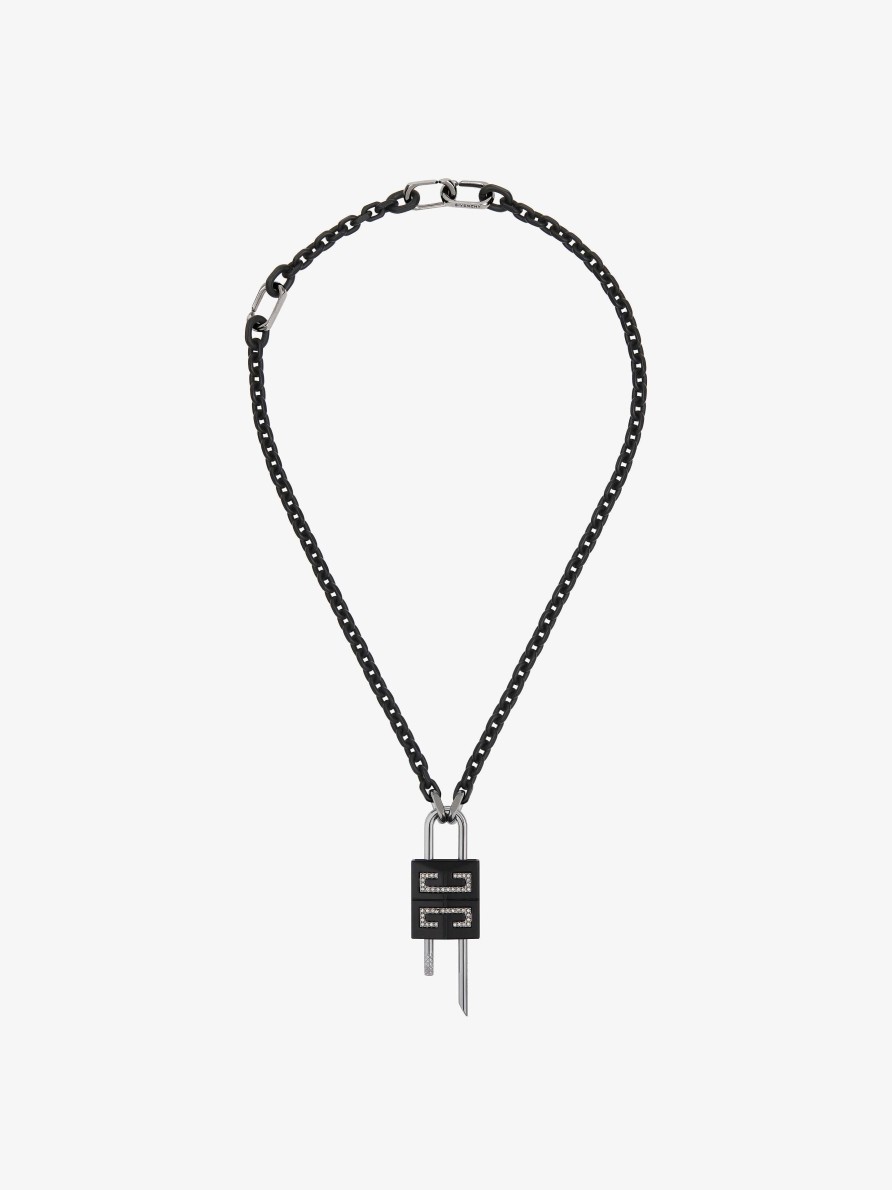 Uomini Givenchy Gioielleria | Collana Piccola Con Chiusura In Metallo Con Cristalli Nero/Argento