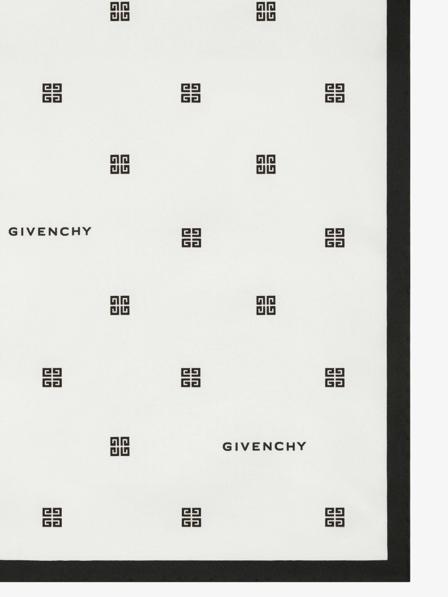 Donne Givenchy Sciarpe | Quadrato In Seta 4G Bianco Nero