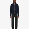 Uomini Givenchy Maglieria | Cardigan Con Zip In Lana E Cashmere Blu Notte